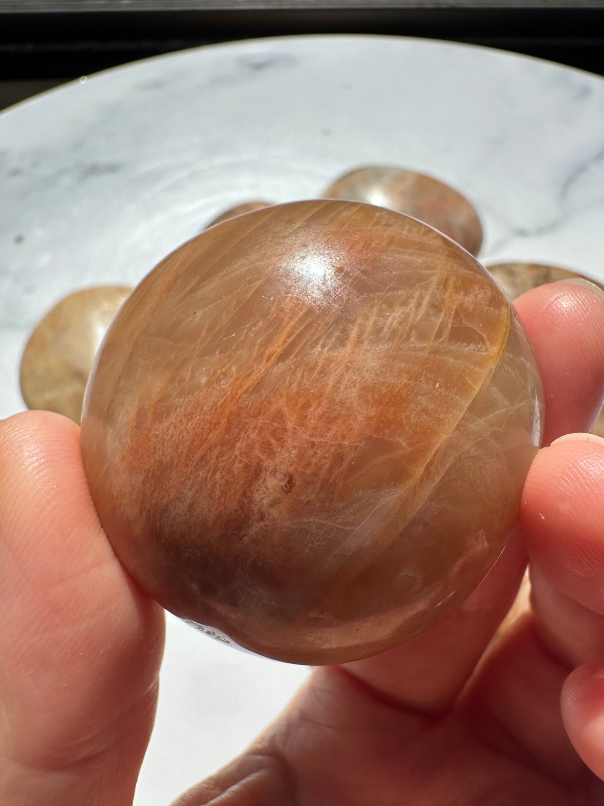 Orange Moonstone Palm Stone | Natural Peach Crystal 4–5cm