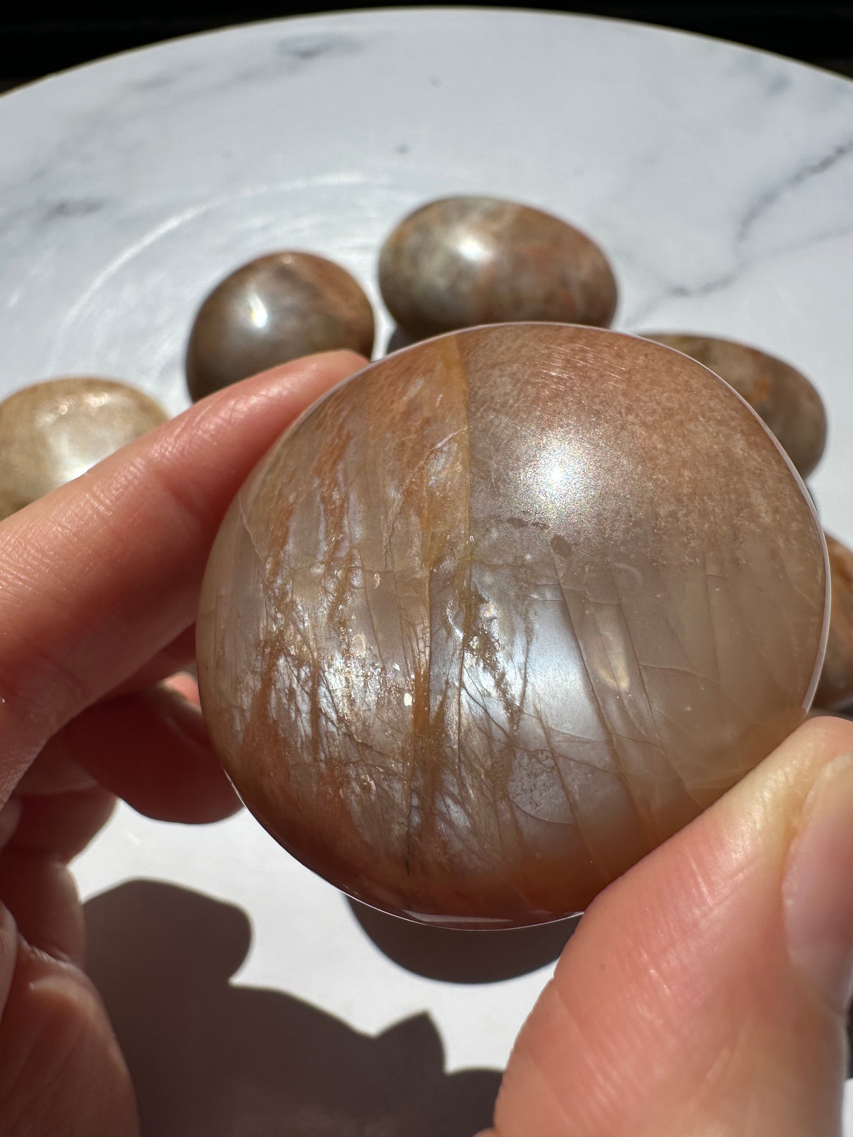 Orange Moonstone Palm Stone | Natural Peach Crystal 4–5cm