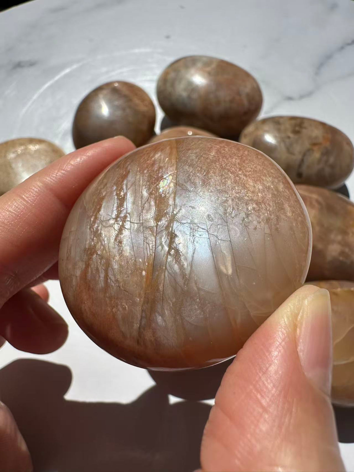 Orange Moonstone Palm Stone | Natural Peach Crystal 4–5cm