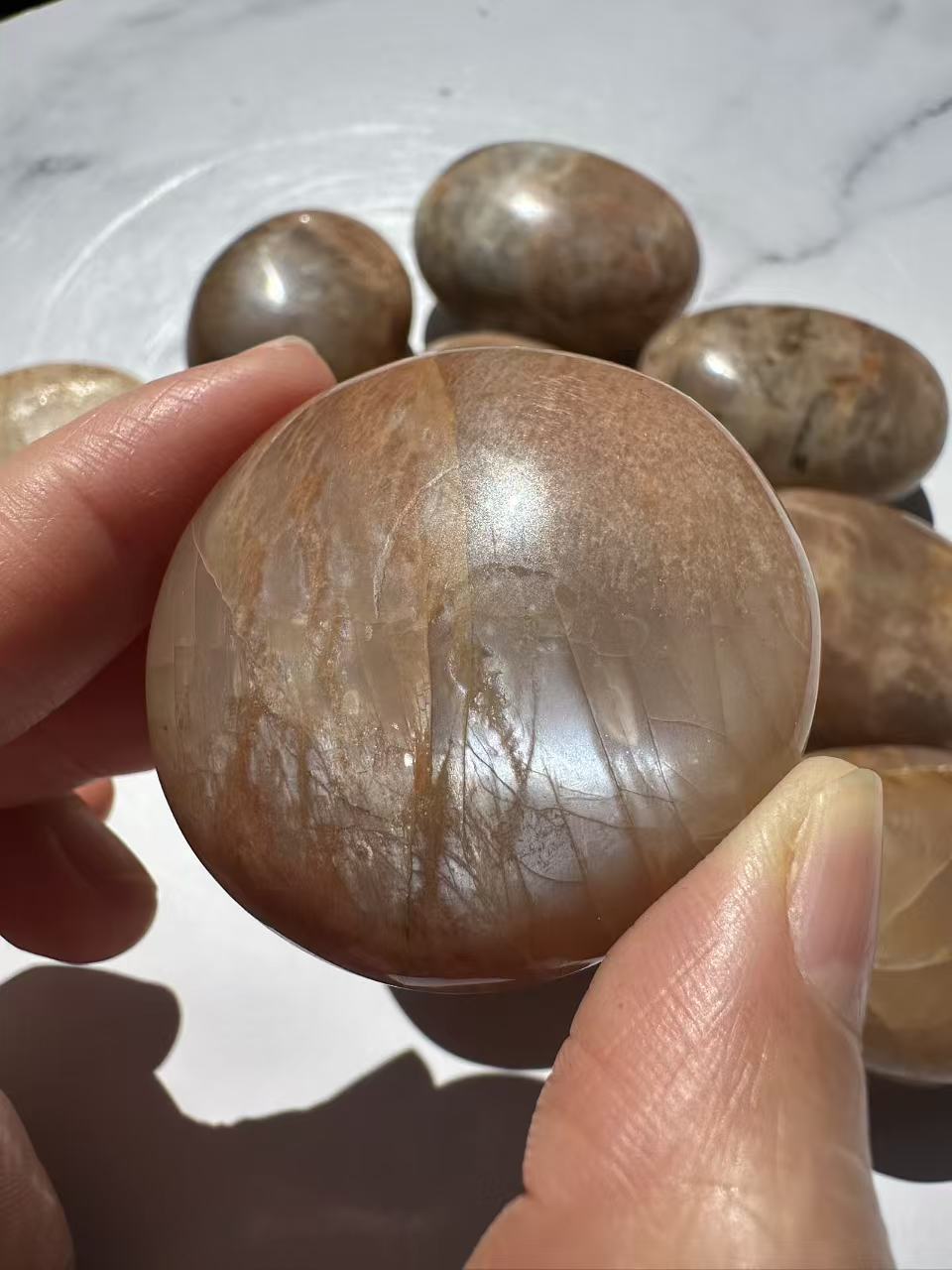 Orange Moonstone Palm Stone | Natural Peach Crystal 4–5cm