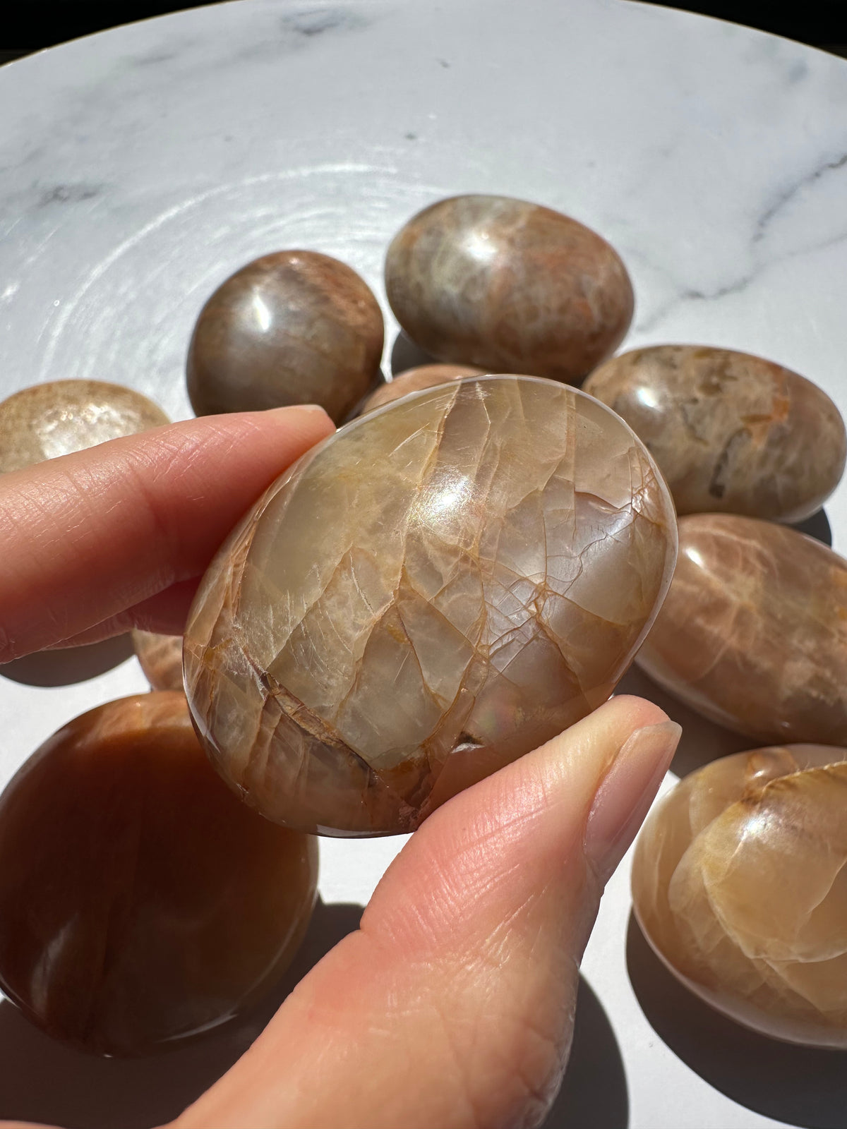 Orange Moonstone Palm Stone | Natural Peach Crystal 4–5cm