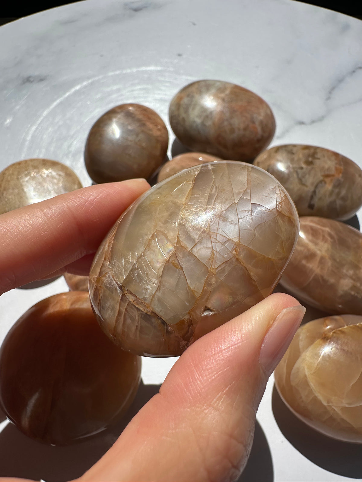 Orange Moonstone Palm Stone | Natural Peach Crystal 4–5cm