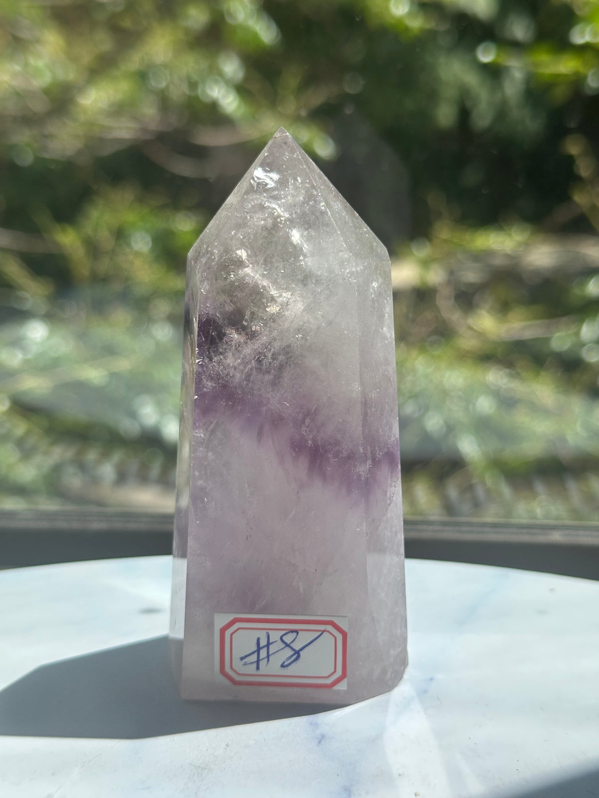 Phantom Amethyst Tower with Layered Growth, 238g 9.5cm Exact Piece #8 – product overview