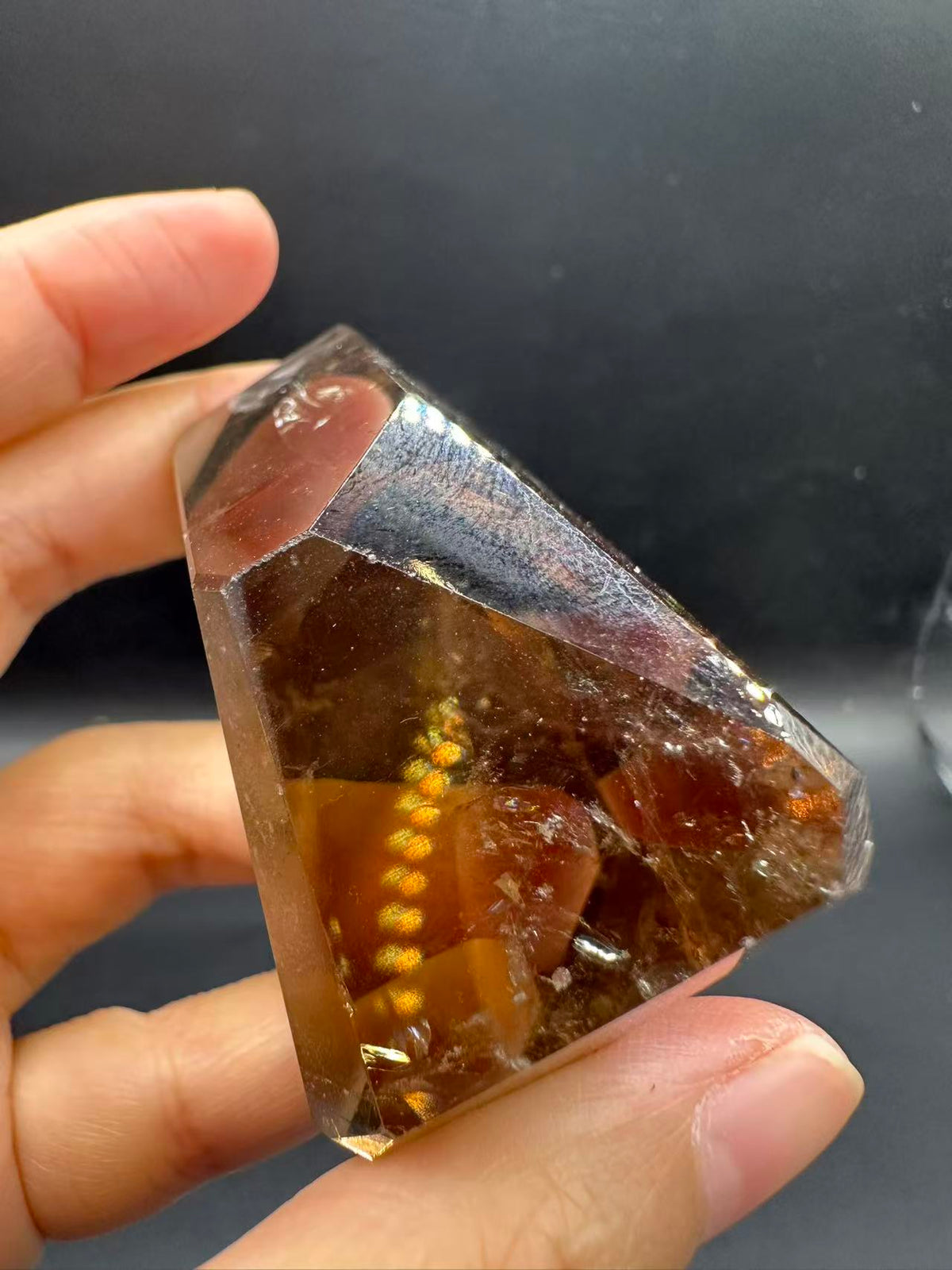 Congo Citrine Freeform with Rainbow, Exact Piece #1 – side view