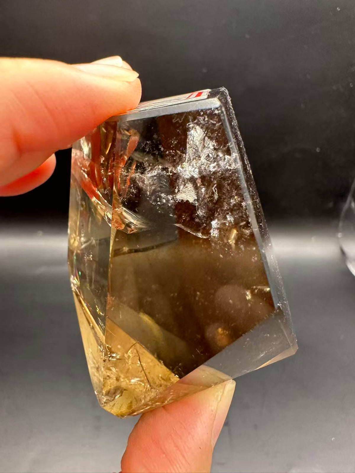 Congo Citrine Freeform with Rainbow, Exact Piece #1 – natural inclusions detail