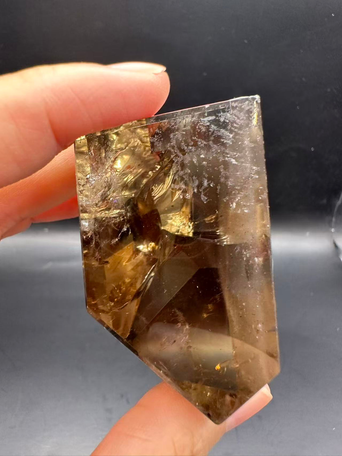 Congo Citrine Freeform with Rainbow, Exact Piece #1 – polished surface detail