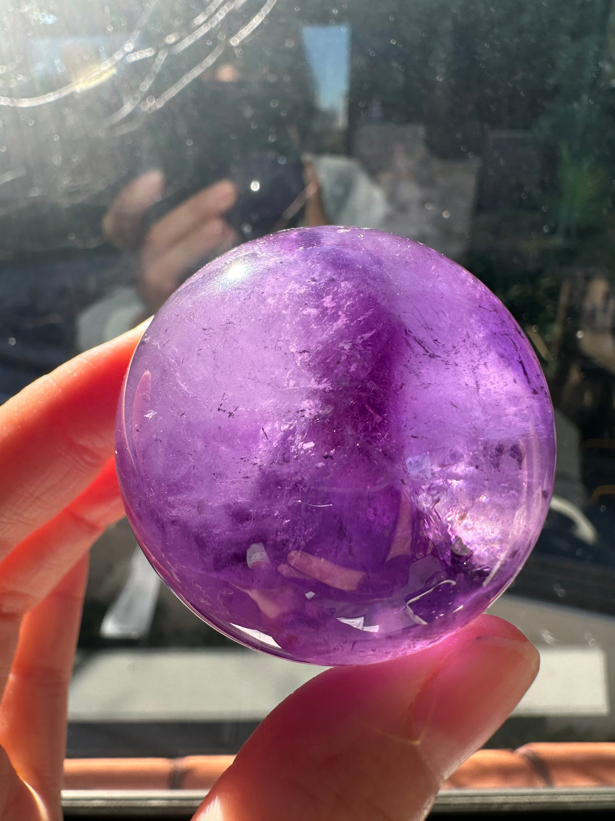 Deep Purple Amethyst Sphere, Natural Crystal Ball – alternate view 2