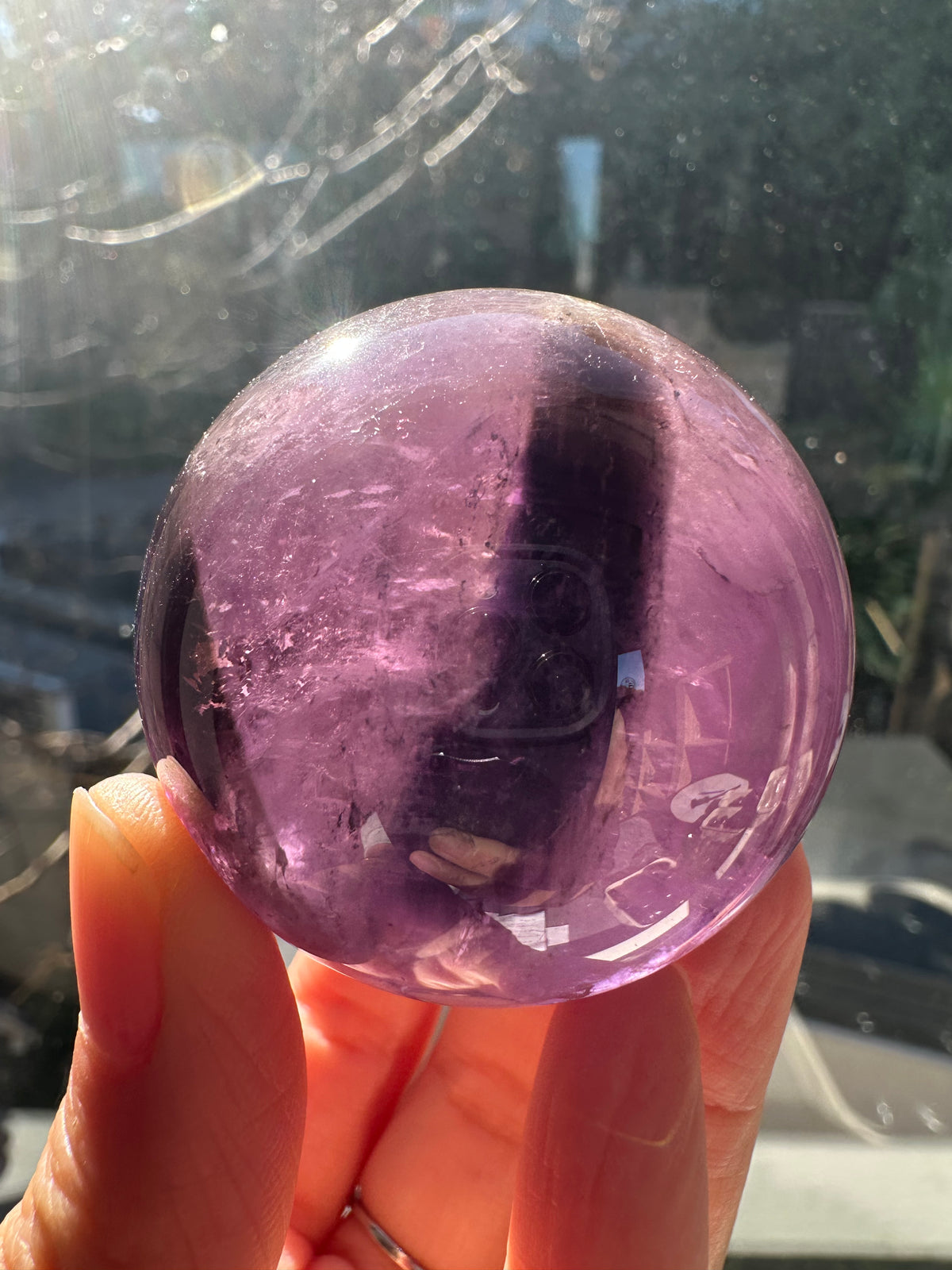 Deep Purple Amethyst Sphere, Natural Crystal Ball – alternate view 7