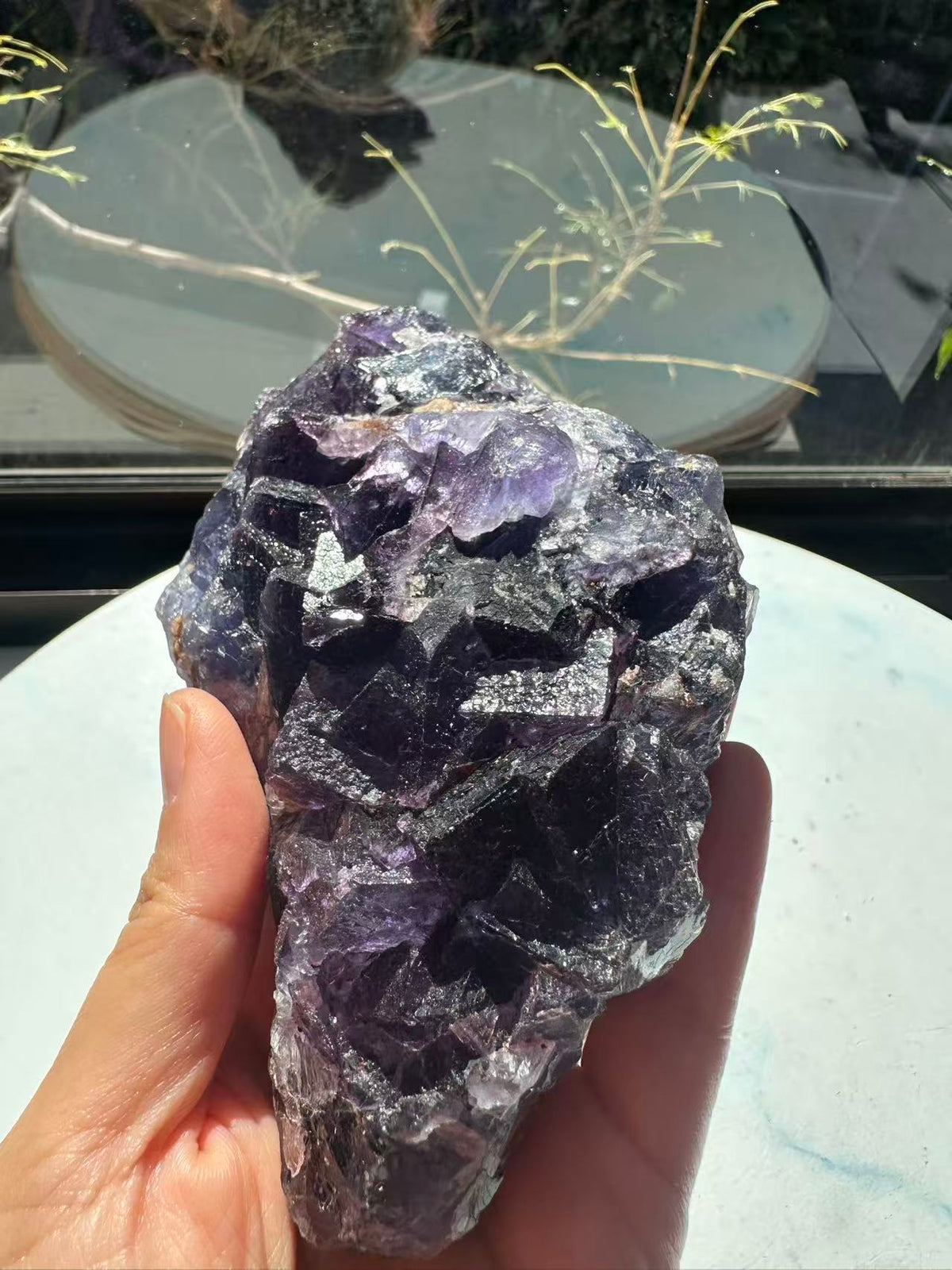 Deep Purple Fluorite Raw Specimen with Cubic Crystals | 743g 13cm Exact Piece