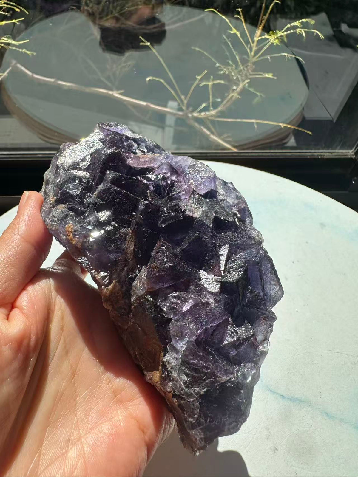 Deep Purple Fluorite Raw Specimen with Cubic Crystals | 743g 13cm Exact Piece