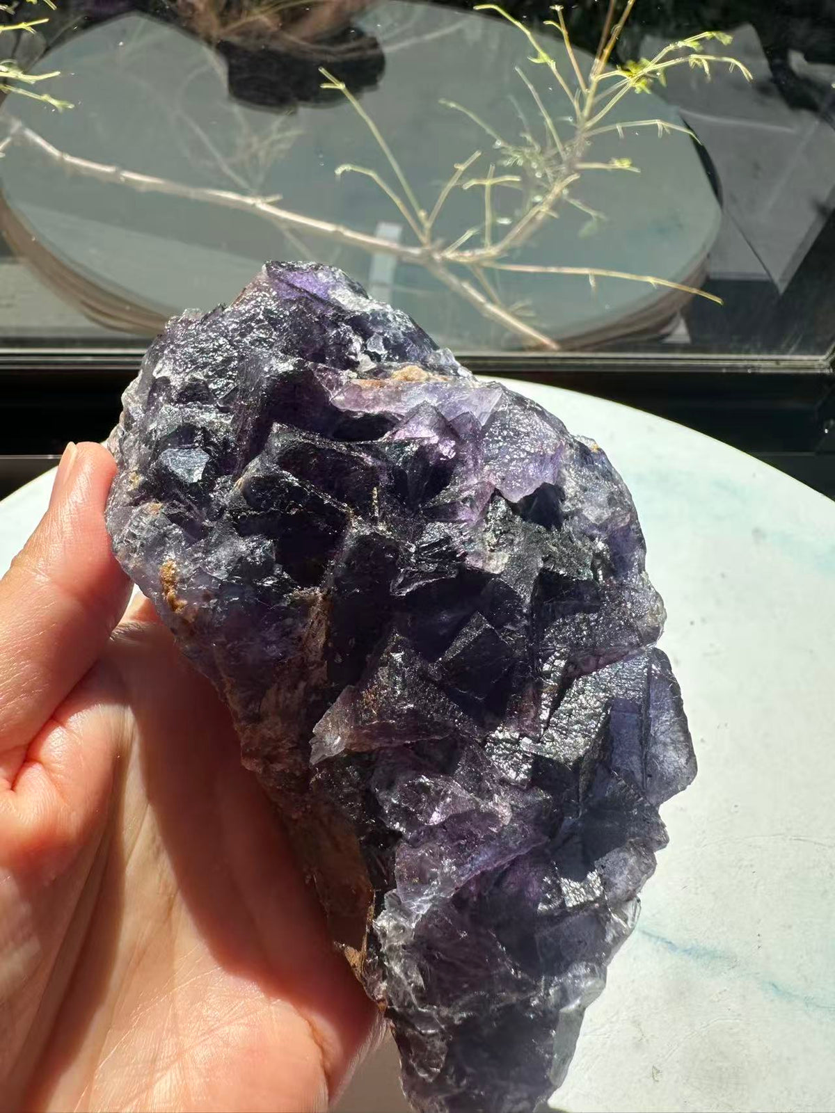 Deep Purple Fluorite Raw Specimen with Cubic Crystals | 743g 13cm Exact Piece