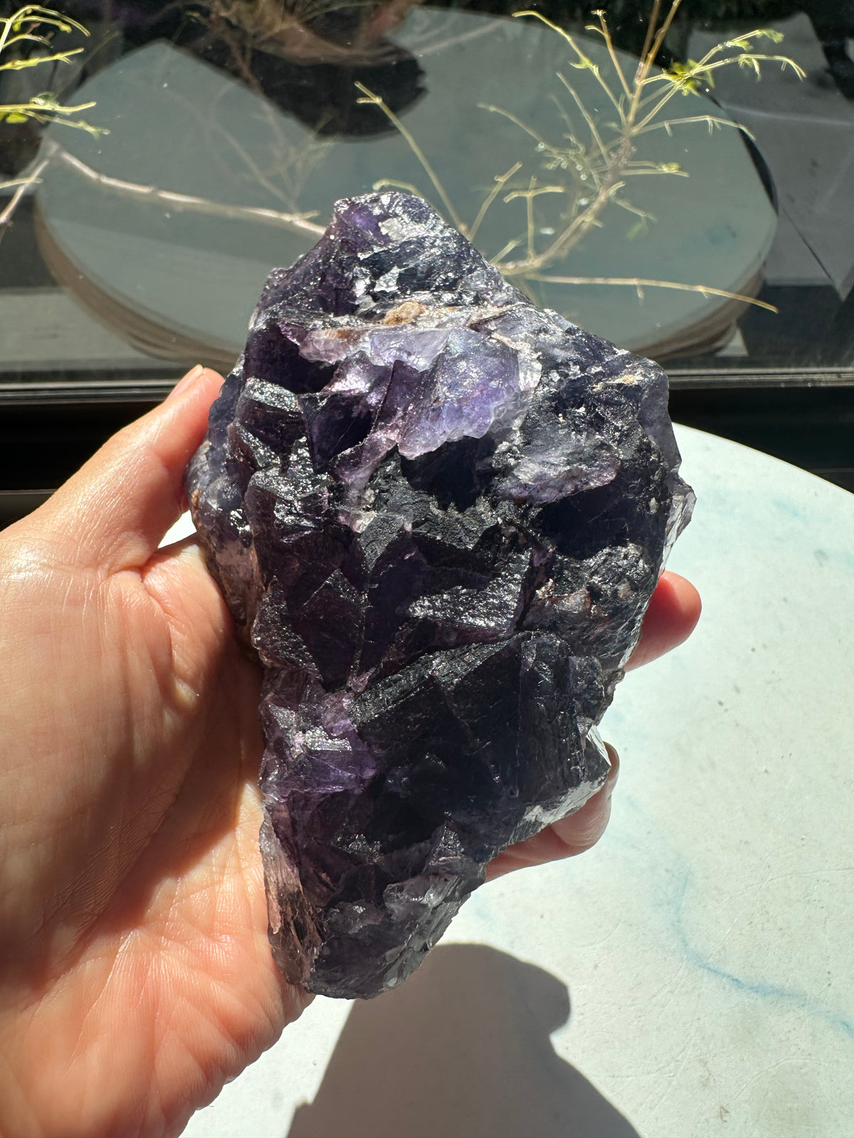 Deep Purple Fluorite Raw Specimen with Cubic Crystals | 743g 13cm Exact Piece