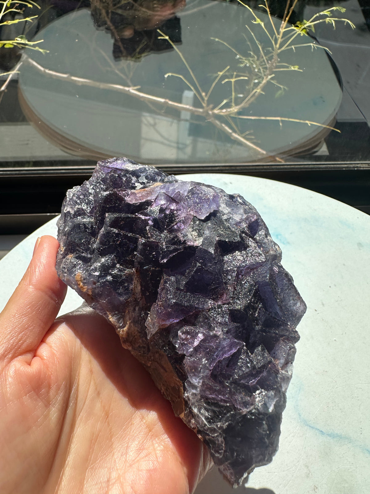 Deep Purple Fluorite Raw Specimen with Cubic Crystals | 743g 13cm Exact Piece