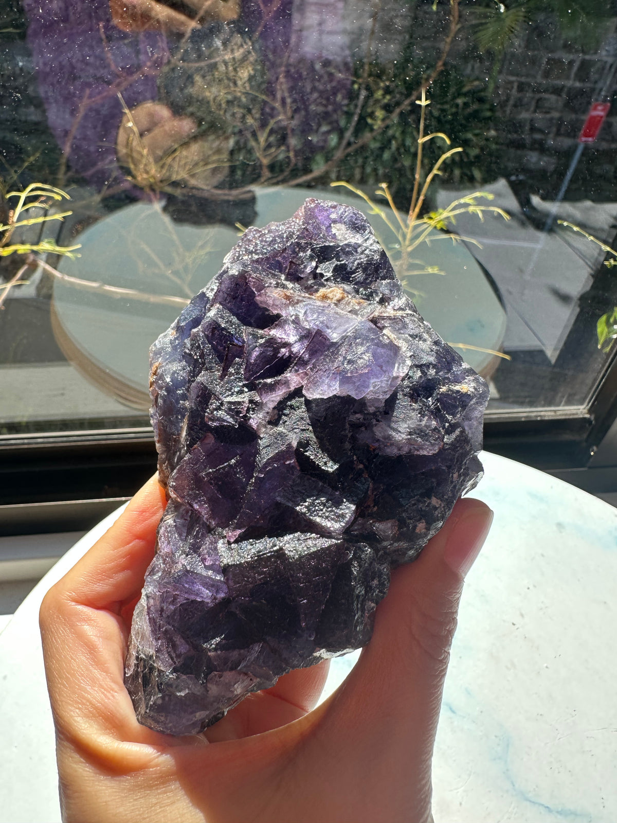 Deep Purple Fluorite Raw Specimen with Cubic Crystals | 743g 13cm Exact Piece