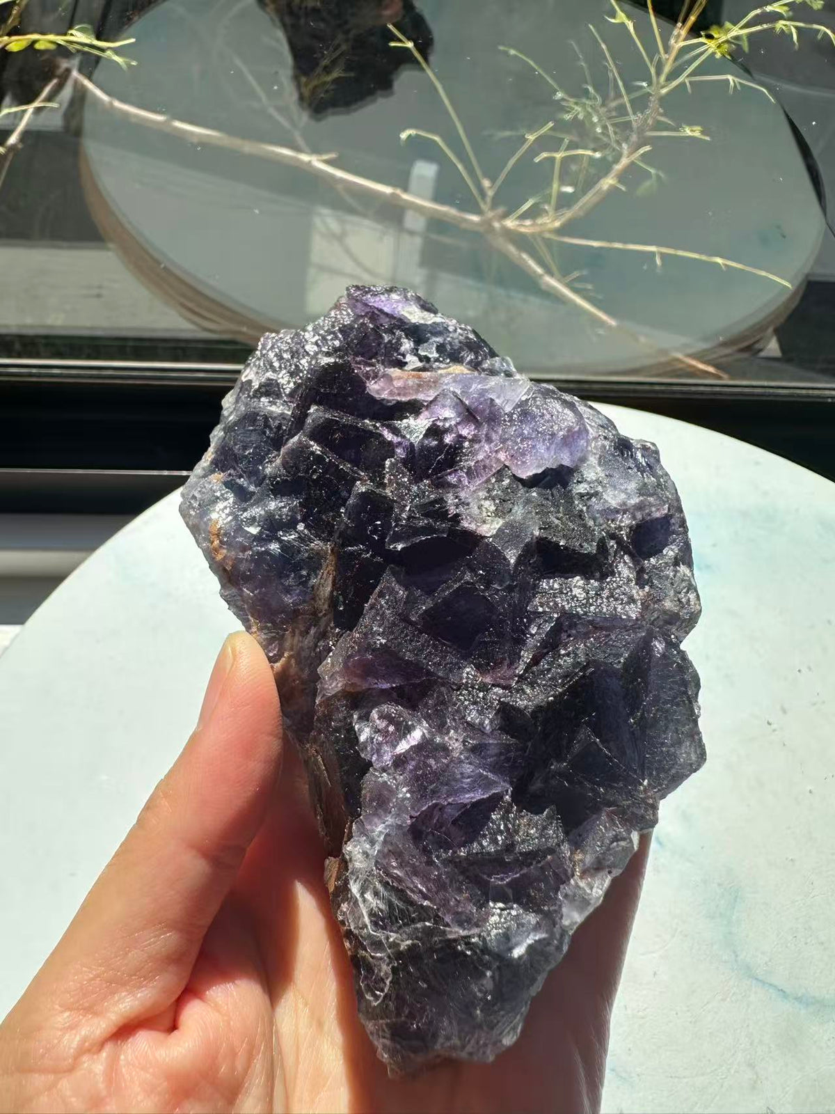 Deep Purple Fluorite Raw Specimen with Cubic Crystals | 743g 13cm Exact Piece