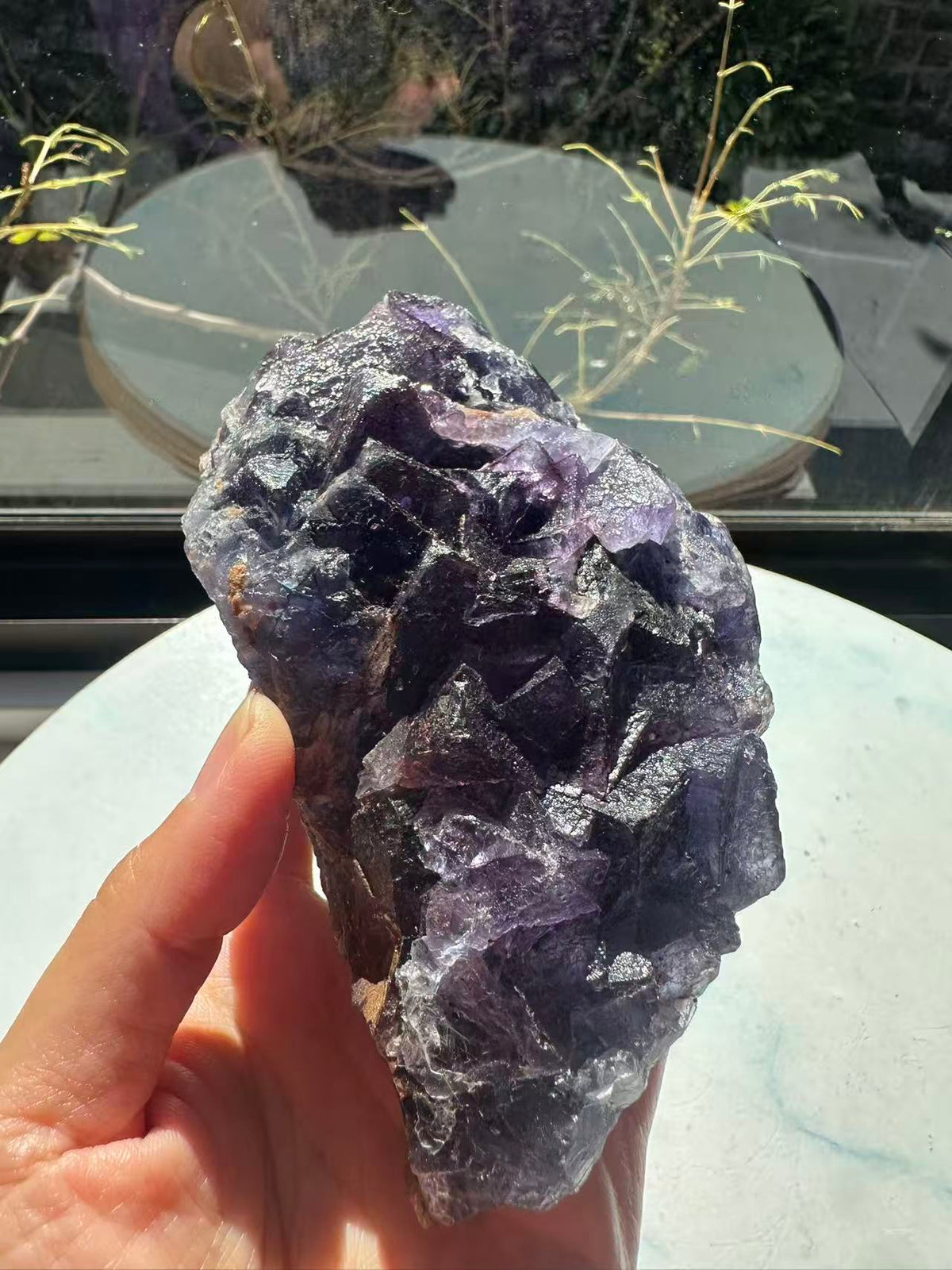 Deep Purple Fluorite Raw Specimen with Cubic Crystals | 743g 13cm Exact Piece