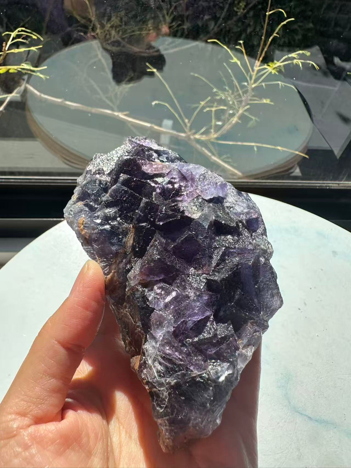 Deep Purple Fluorite Raw Specimen with Cubic Crystals | 743g 13cm Exact Piece