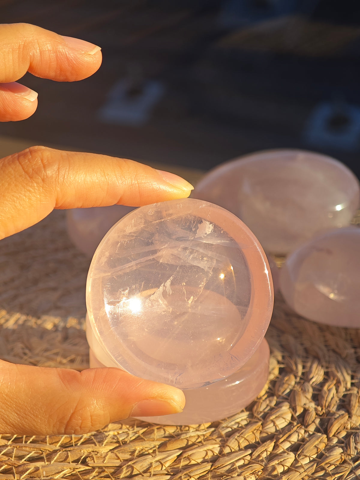 Rose Quartz Heart Bowl | Natural Crystal Dish 5–6cm