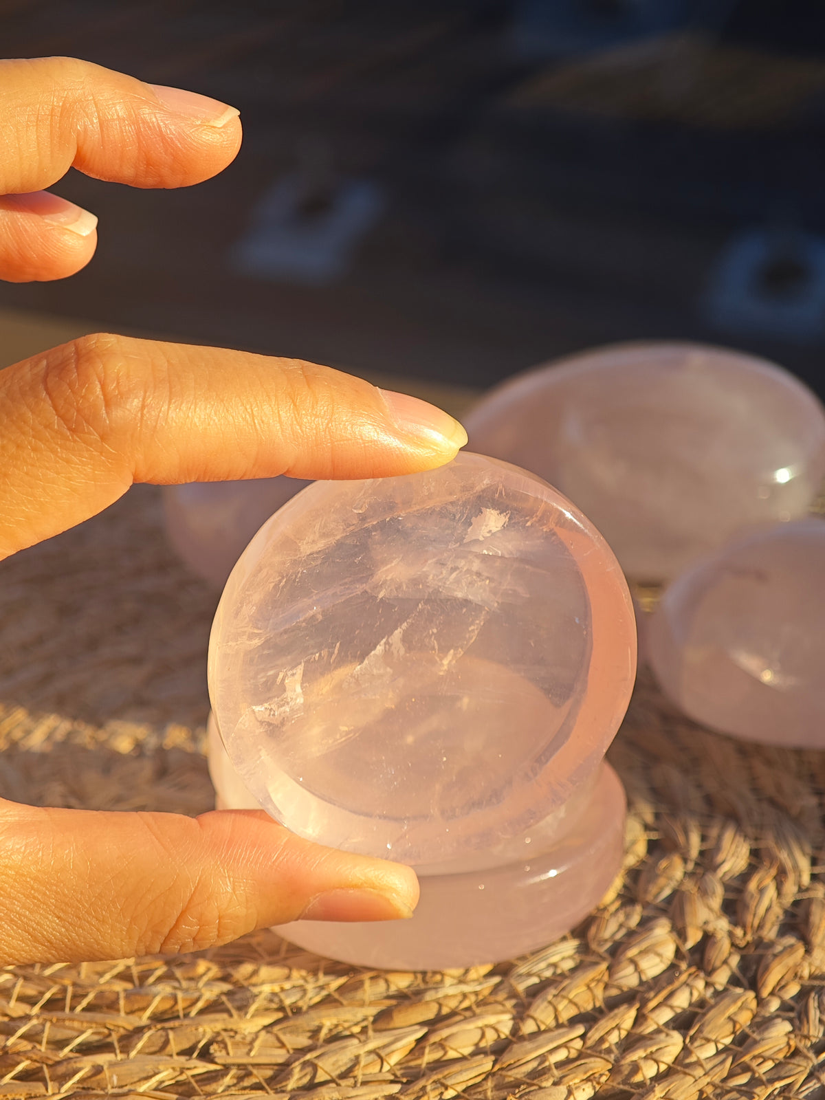 Rose Quartz Heart Bowl | Natural Crystal Dish 5–6cm