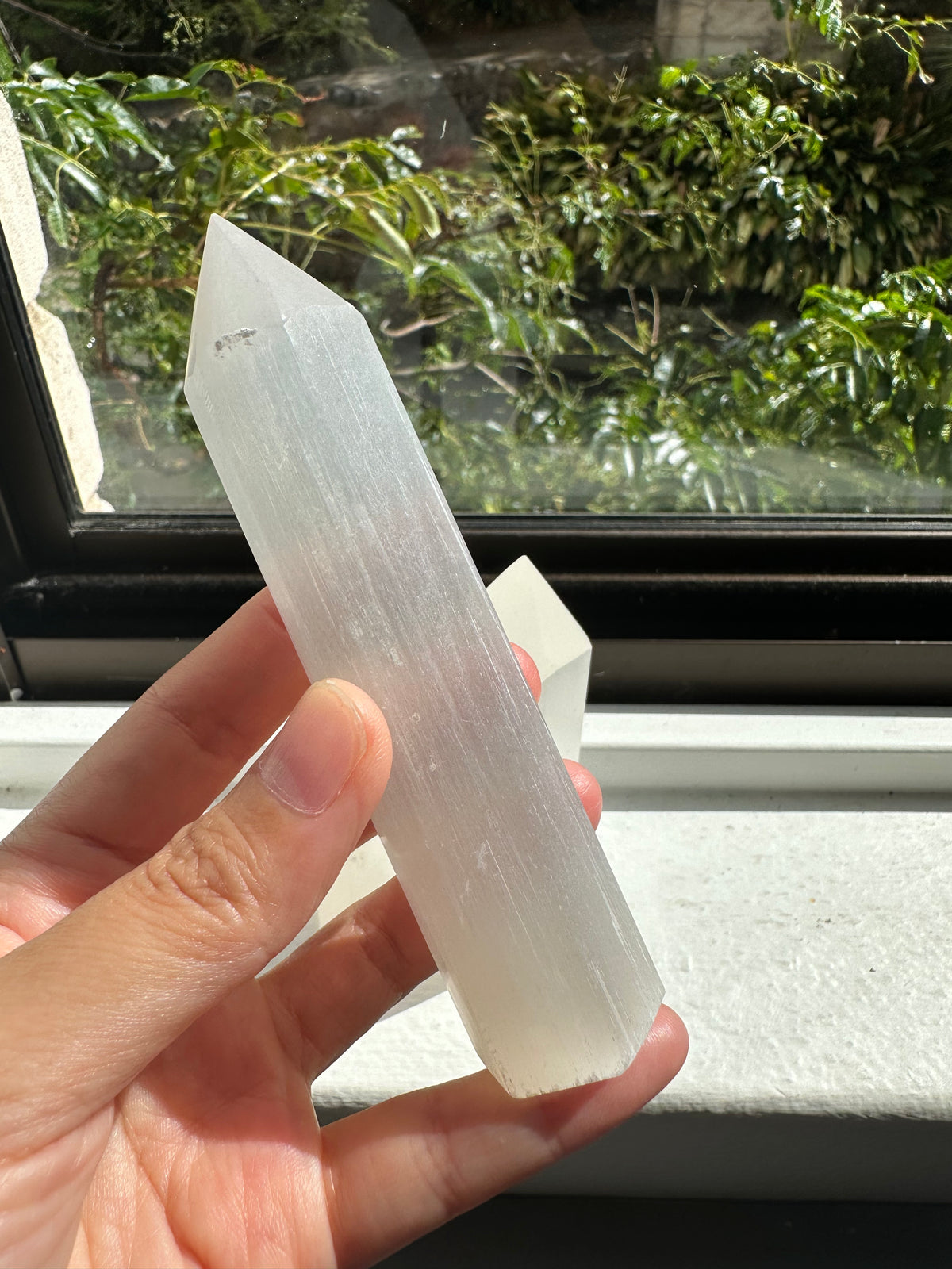 Selenite Tower – White Satin Spar Crystal Point 7–10cm product photo 5