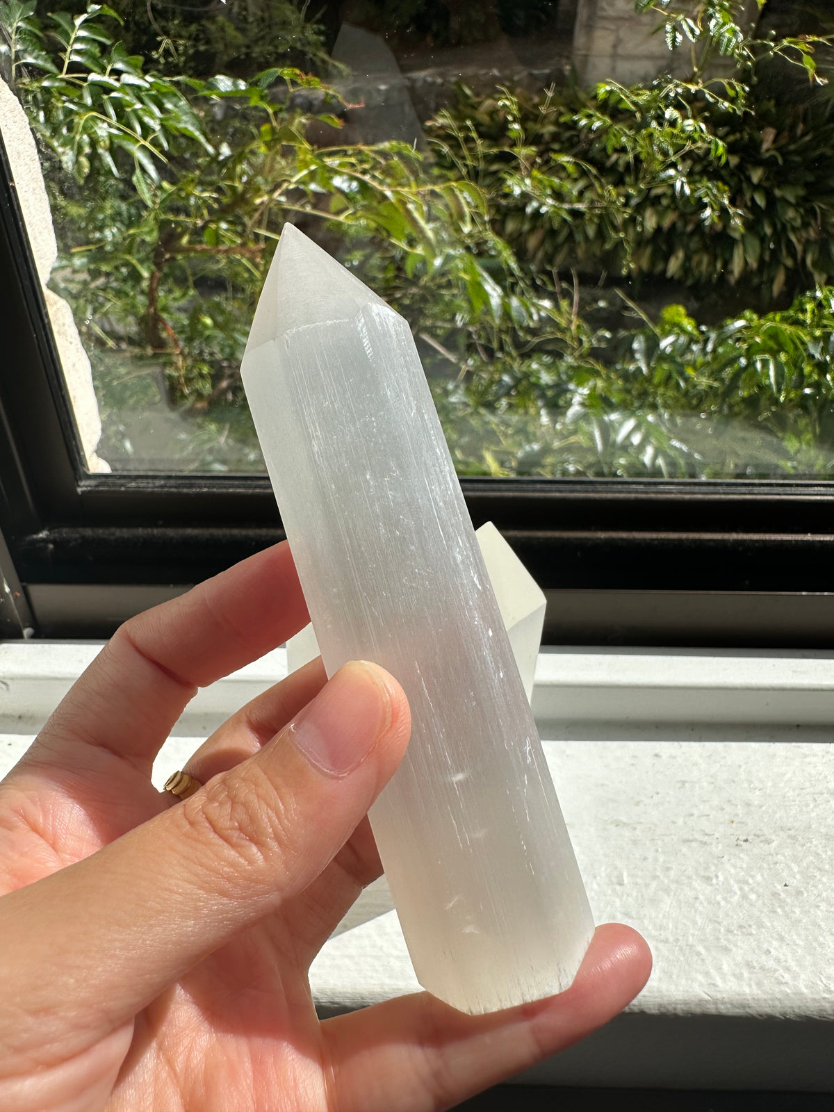 Selenite Tower – White Satin Spar Crystal Point 7–10cm product photo 6