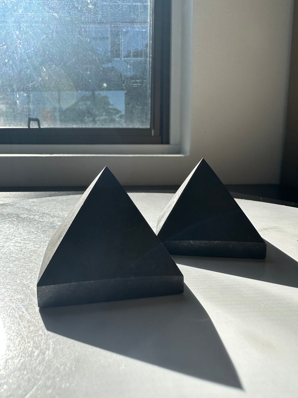 Shungite Pyramid | Natural Carbon-Rich Black Stone 6cm