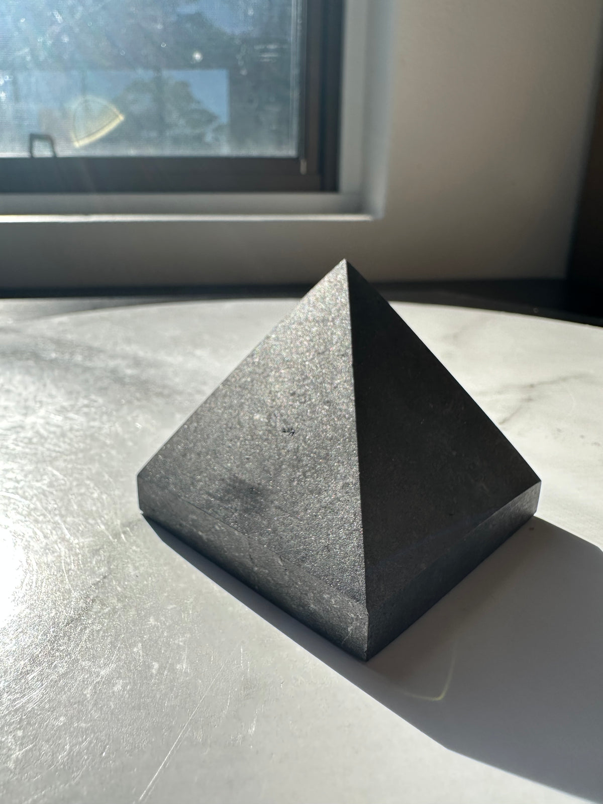 Shungite Pyramid | Natural Carbon-Rich Black Stone 6cm