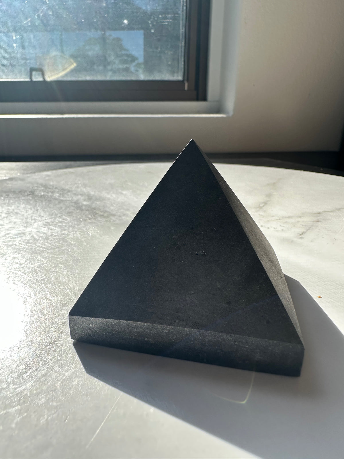 Shungite Pyramid | Natural Carbon-Rich Black Stone 6cm