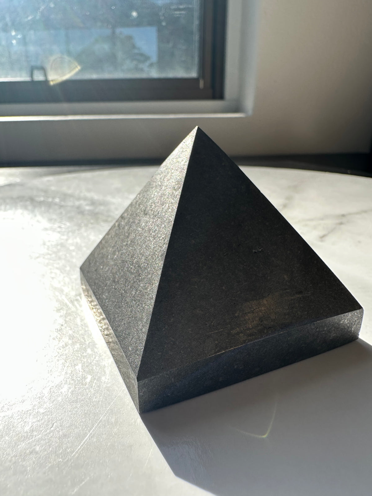 Shungite Pyramid | Natural Carbon-Rich Black Stone 6cm