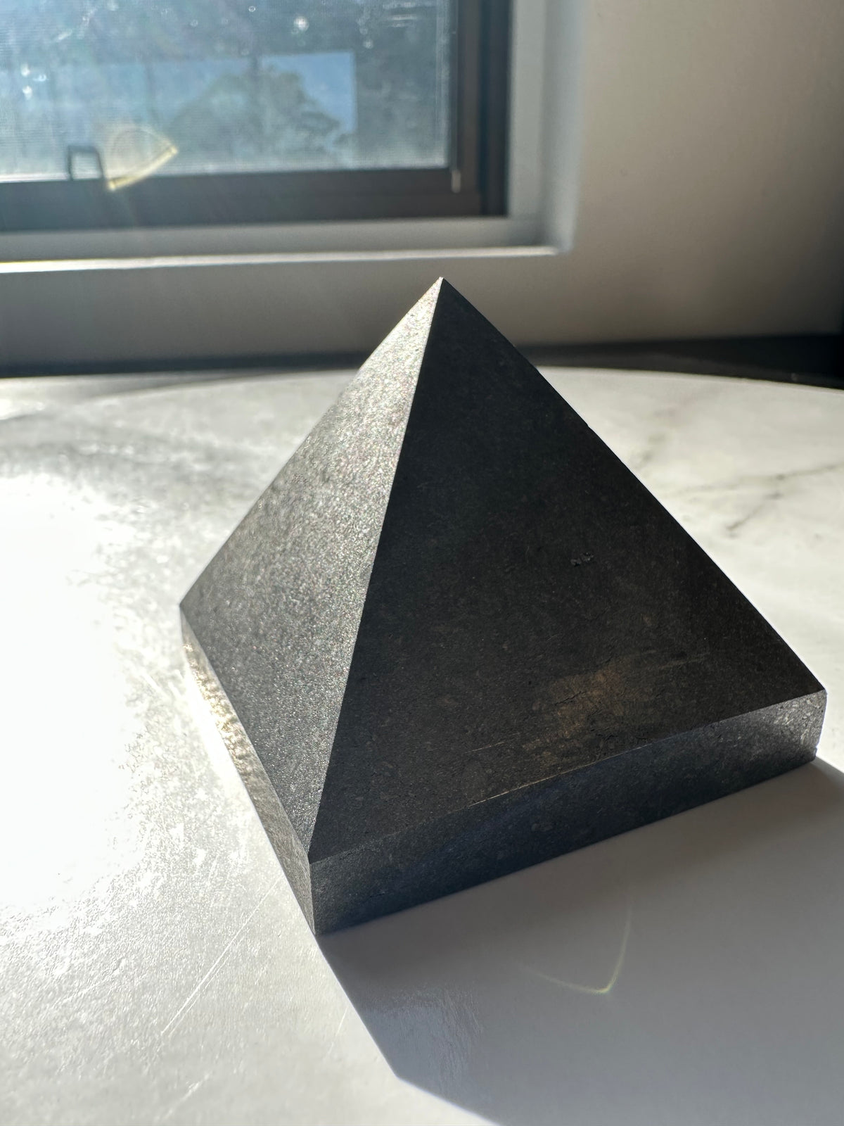 Shungite Pyramid | Natural Carbon-Rich Black Stone 6cm