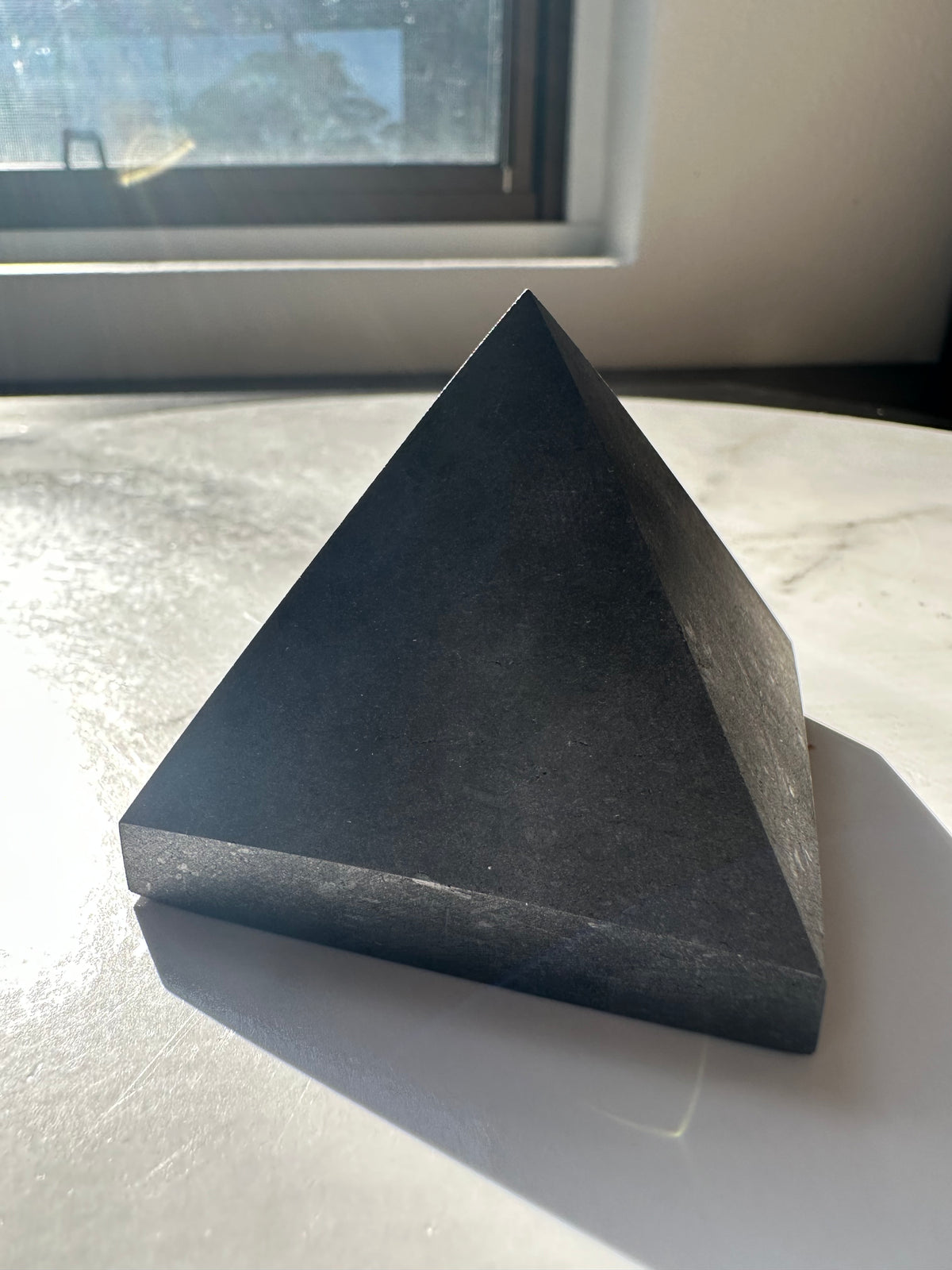 Shungite Pyramid | Natural Carbon-Rich Black Stone 6cm