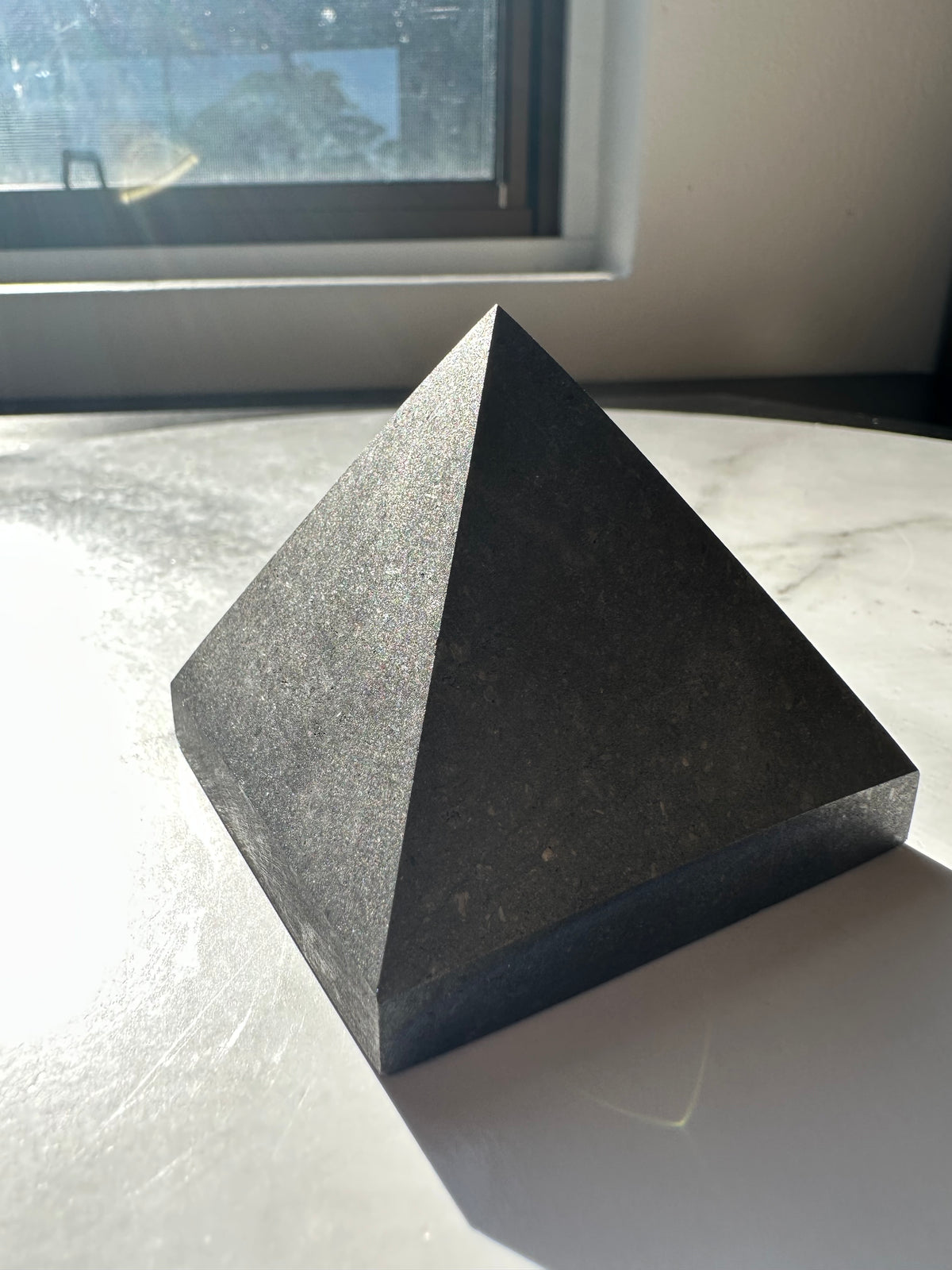 Shungite Pyramid | Natural Carbon-Rich Black Stone 6cm