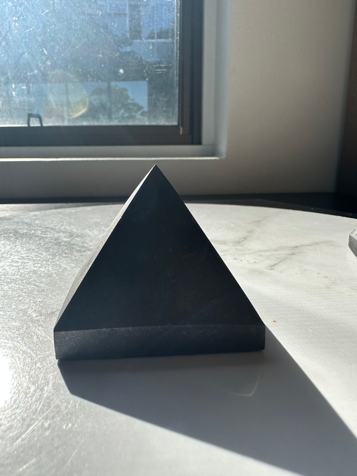 Shungite Pyramid | Natural Carbon-Rich Black Stone 6cm