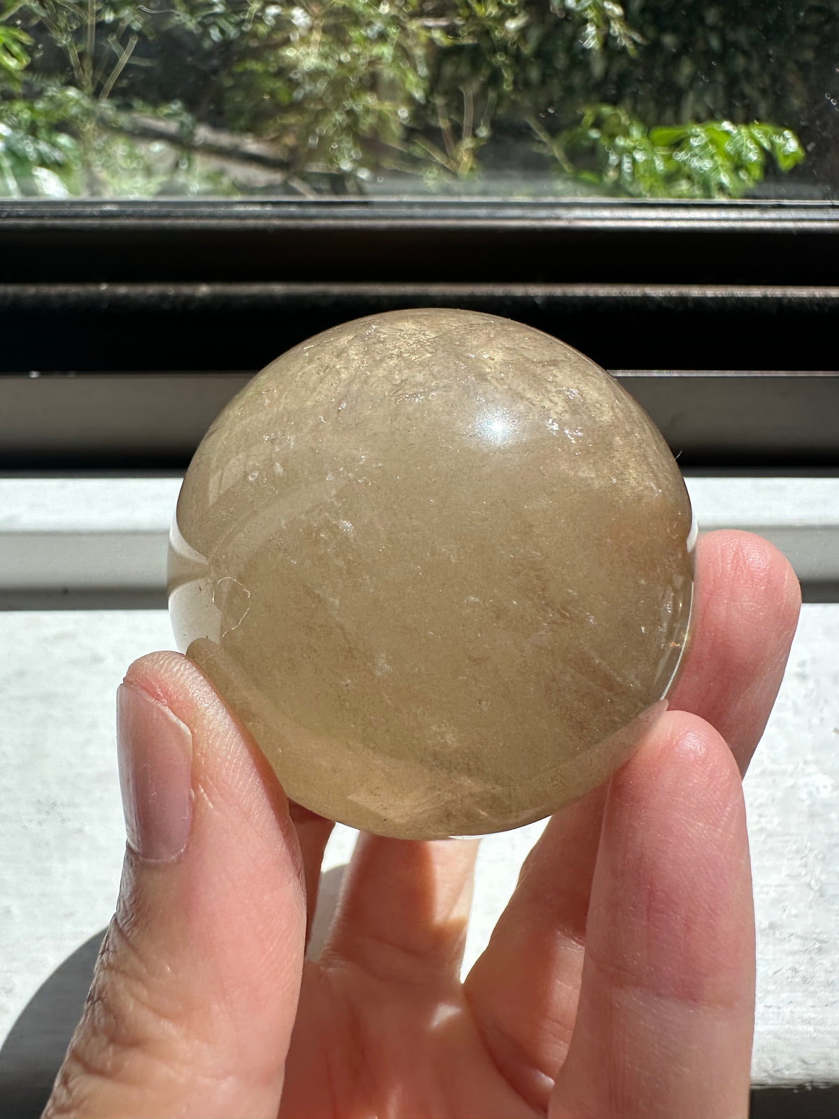 Natural Smoky Citrine Sphere – colour detail