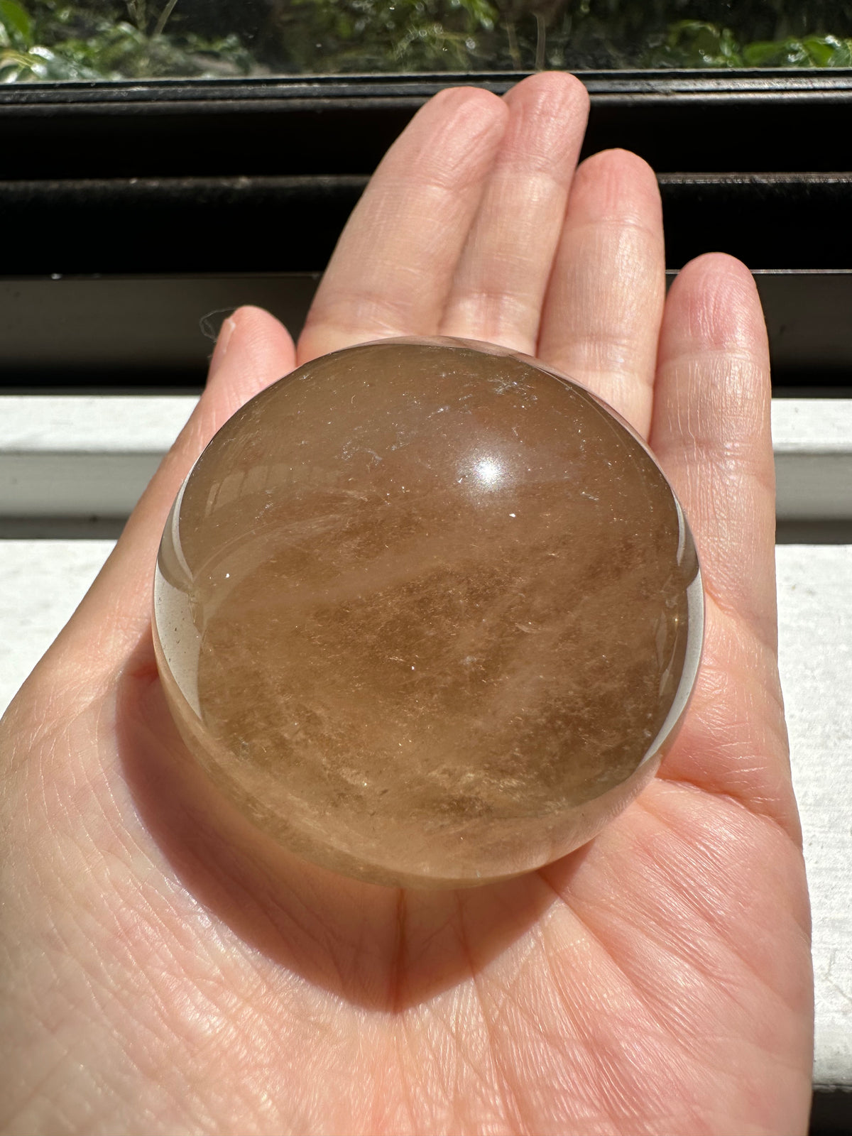 Natural Smoky Citrine Sphere – side view