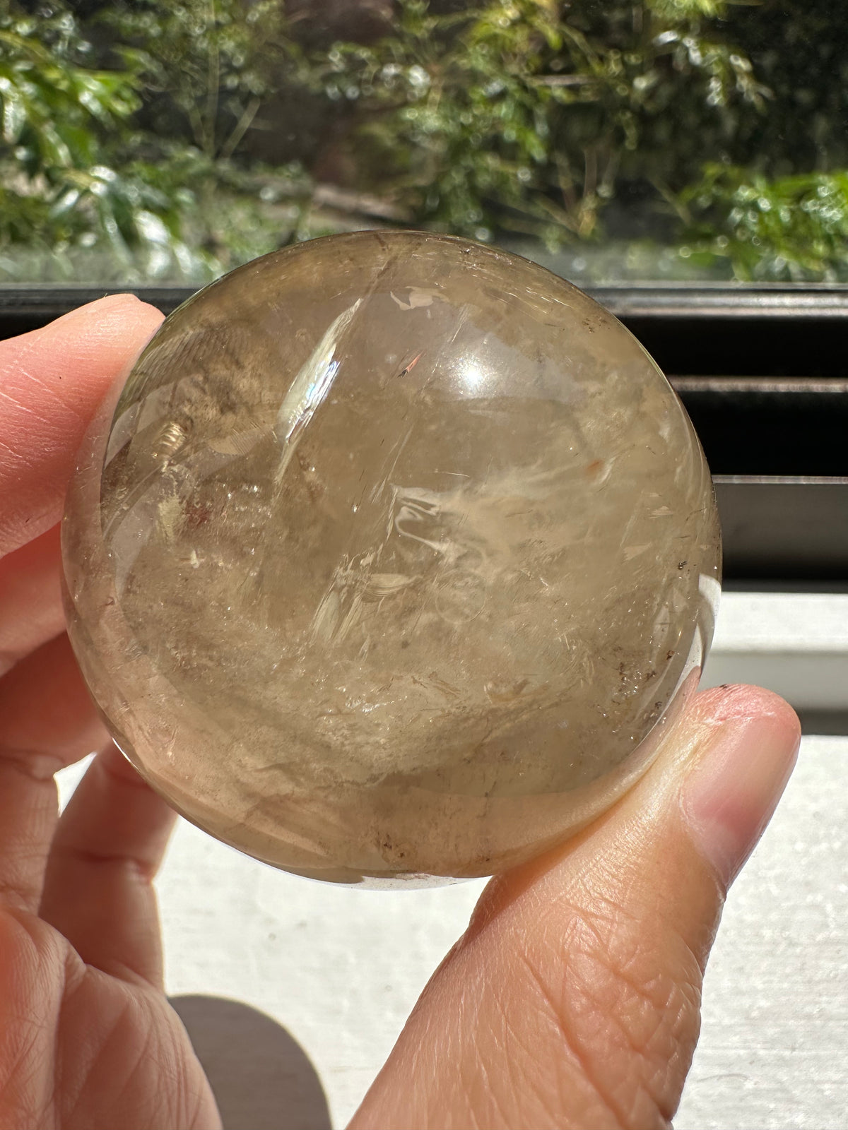 Natural Smoky Citrine Sphere – front view
