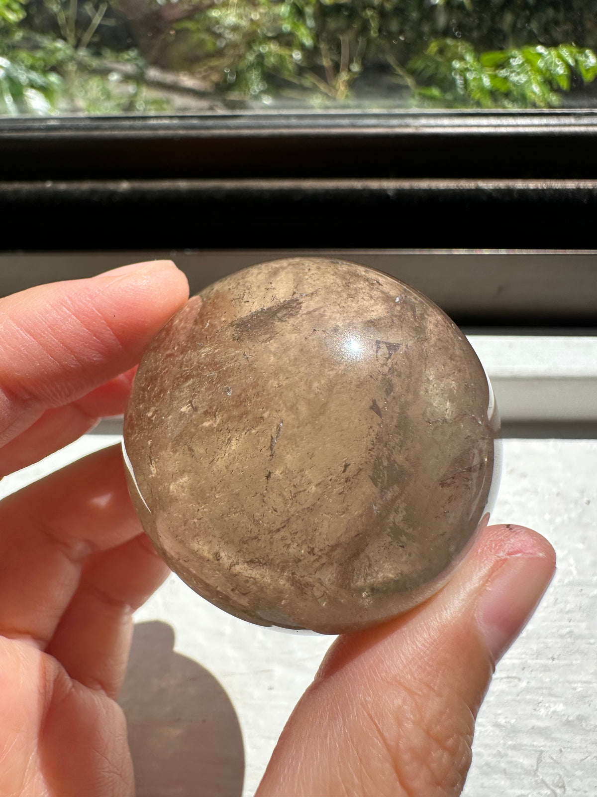 Natural Smoky Citrine Sphere – back view