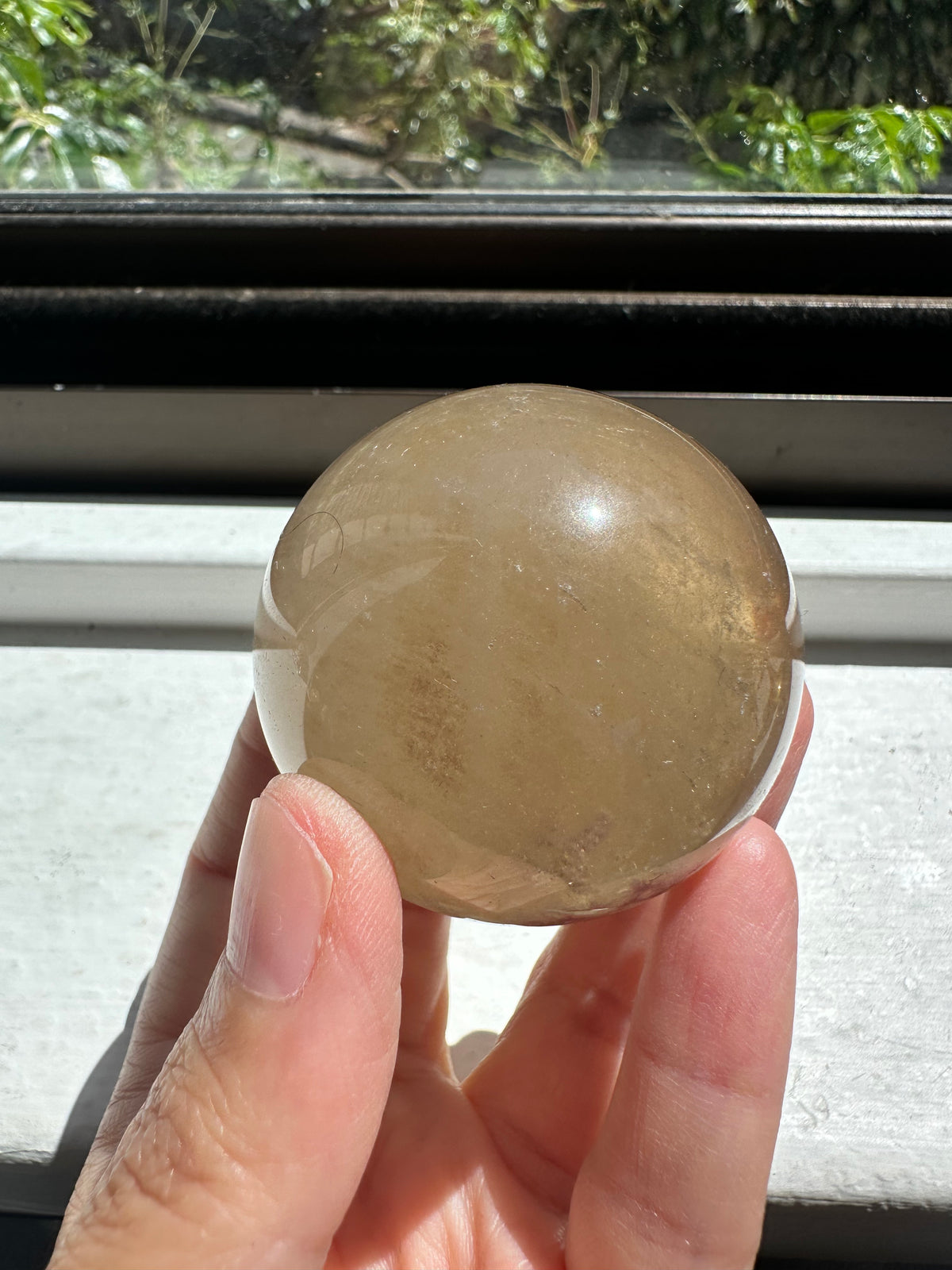 Natural Smoky Citrine Sphere – base view