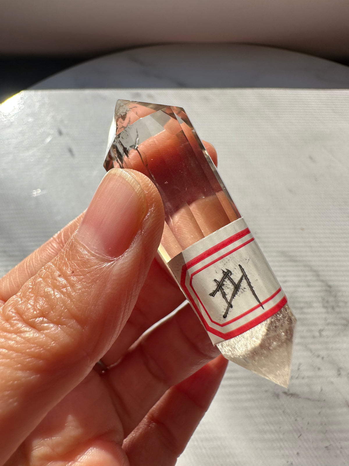 Light Smoky Quartz Vogel Wand with Geometric Facets | 26g 6cm Exact Piece #1