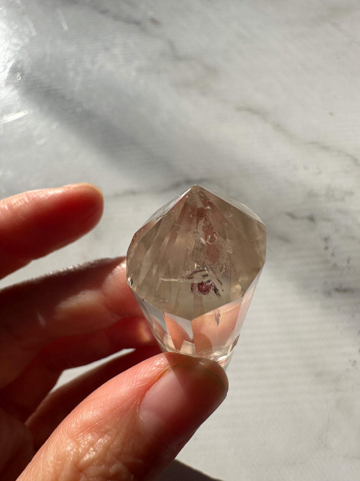 Light Smoky Quartz Vogel Wand with Geometric Facets | 26g 6cm Exact Piece #1