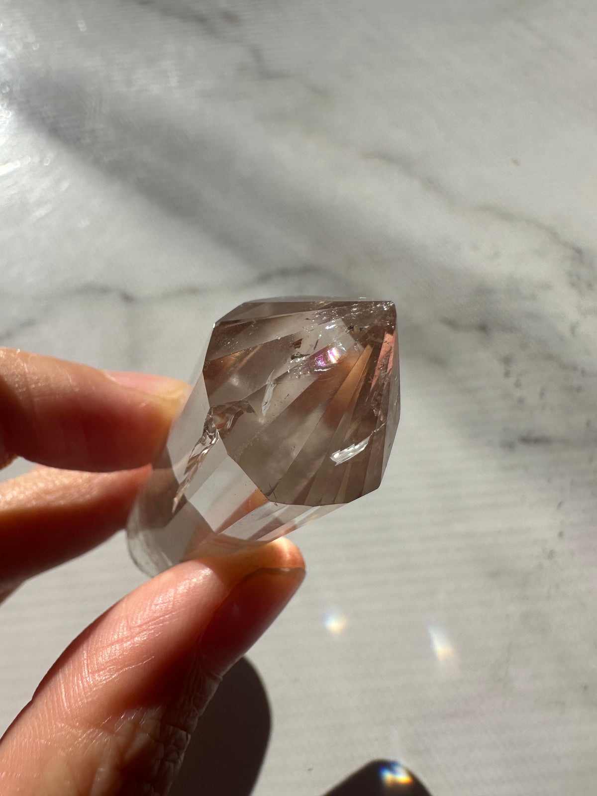 Light Smoky Quartz Vogel Wand with Geometric Facets | 26g 6cm Exact Piece #1