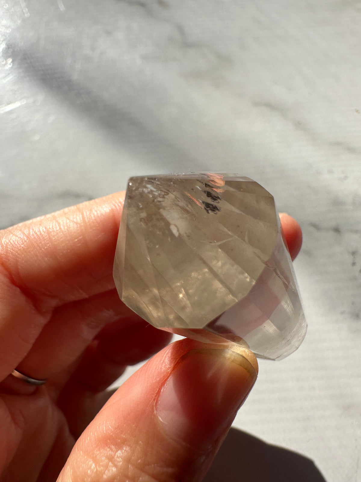 Light Smoky Quartz Vogel Wand with Geometric Facets | 26g 6cm Exact Piece #1