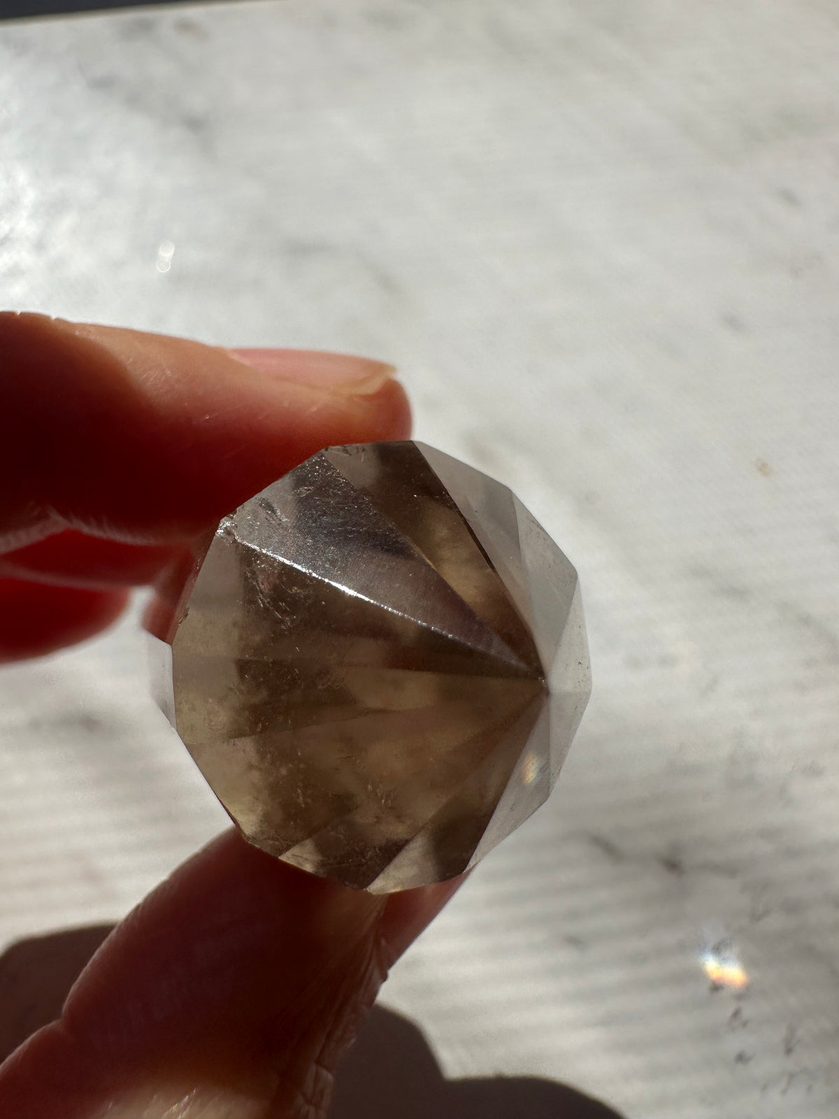 Light Smoky Quartz Vogel Wand with Geometric Facets | 29g 5.3cm Exact Piece #3