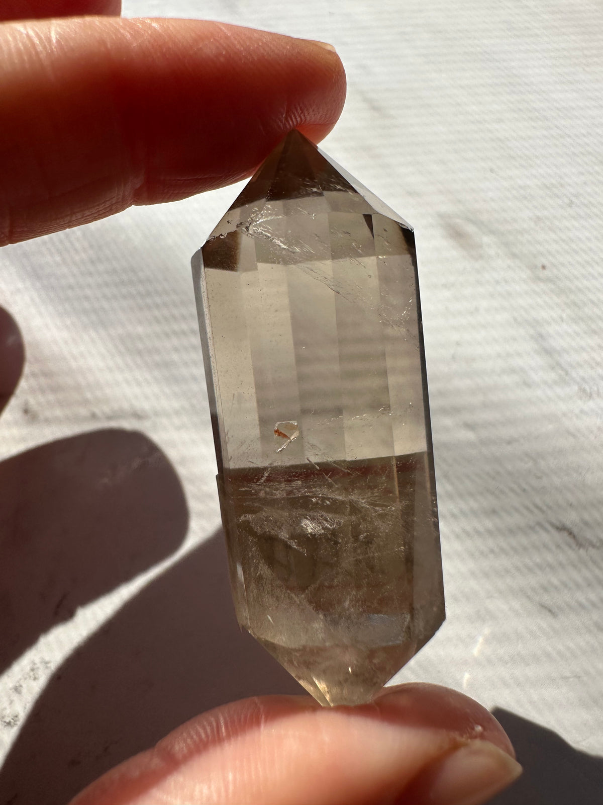 Light Smoky Quartz Vogel Wand with Geometric Facets | 29g 5.3cm Exact Piece #3