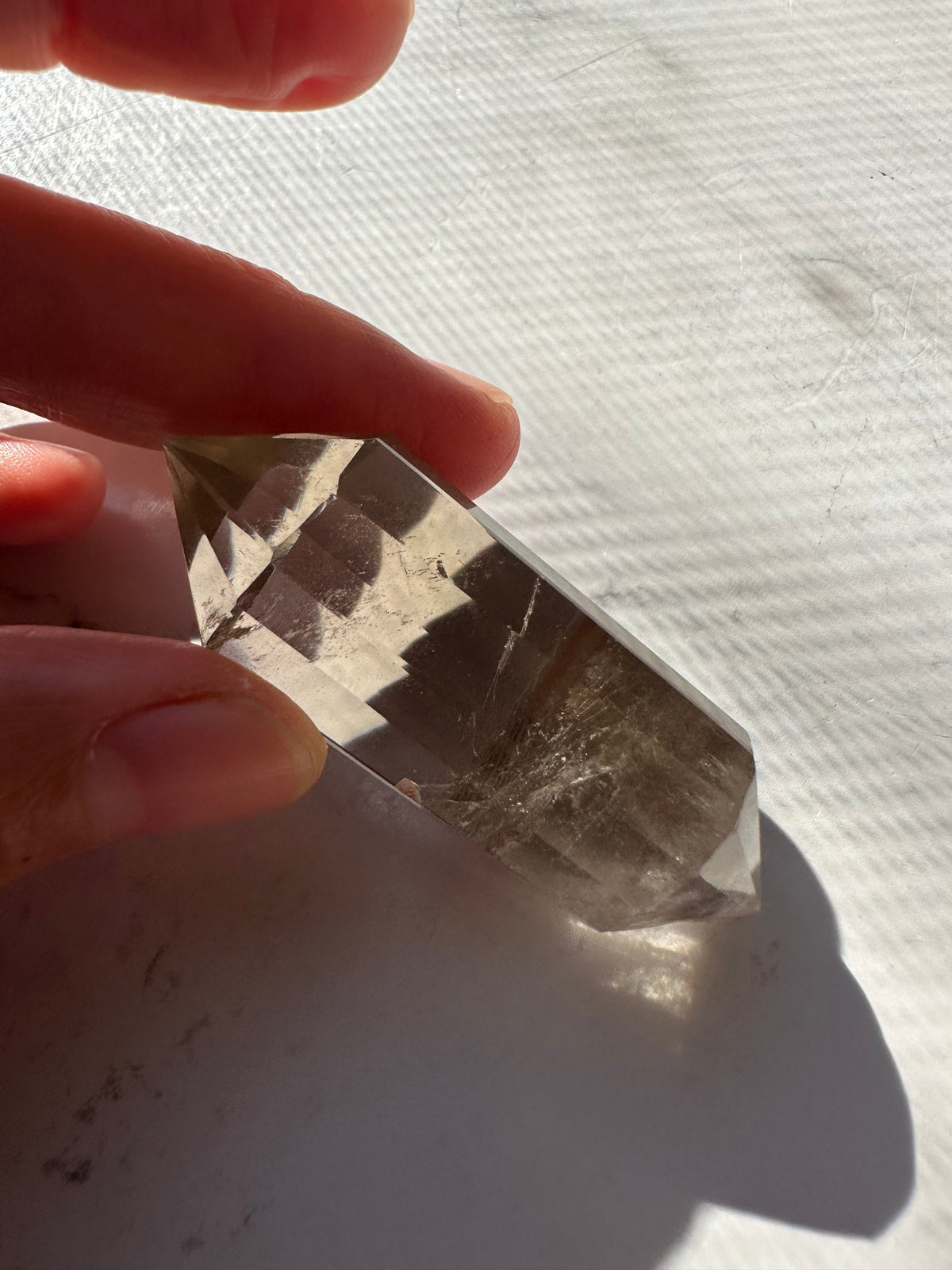 Light Smoky Quartz Vogel Wand with Geometric Facets | 29g 5.3cm Exact Piece #3