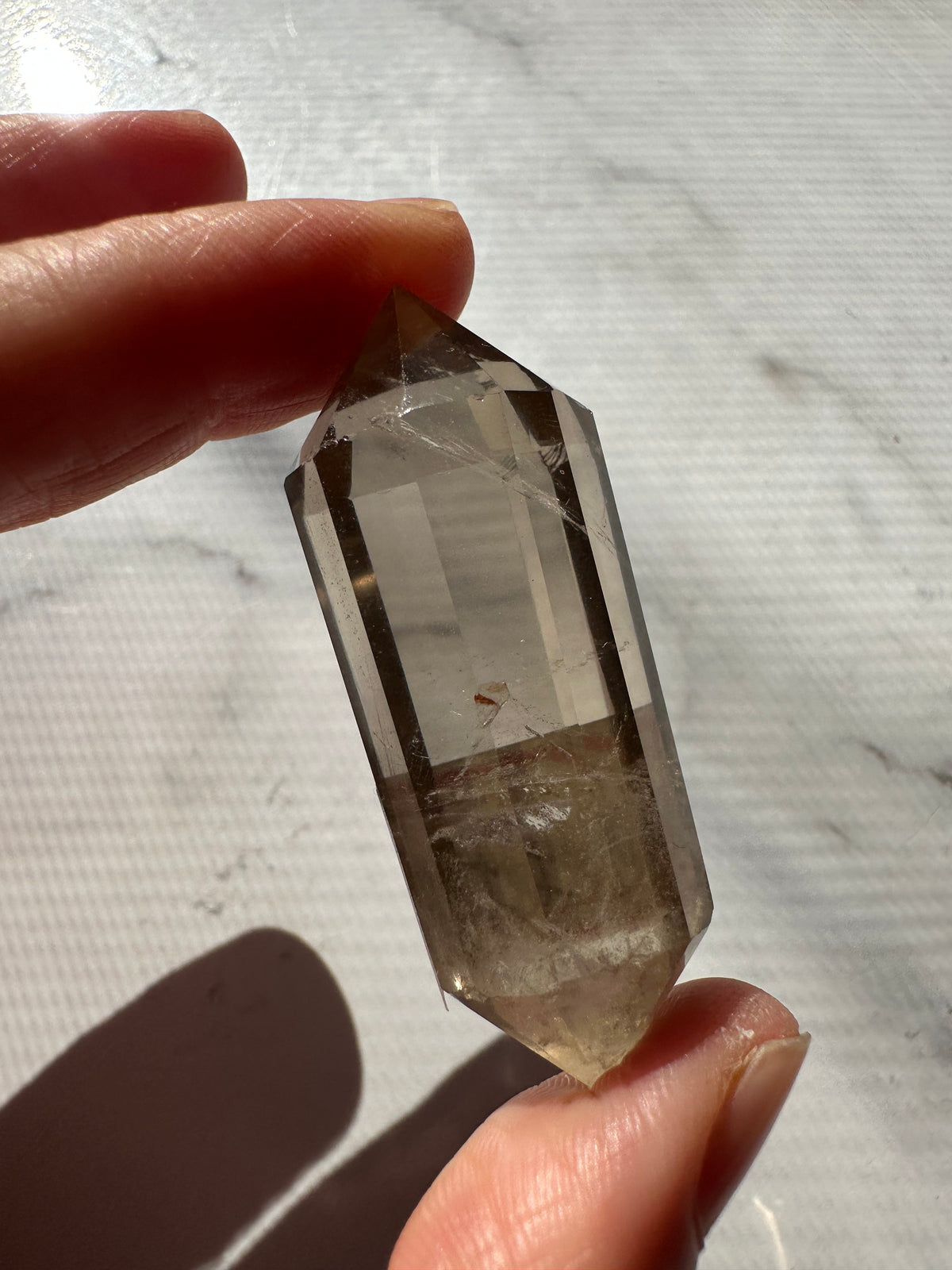 Light Smoky Quartz Vogel Wand with Geometric Facets | 29g 5.3cm Exact Piece #3