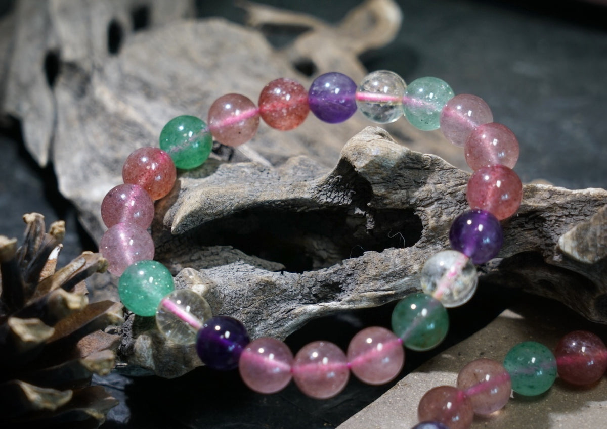 Strawberry Quartz & Amethyst Bracelet – Mixed Crystal Beads product photo 13