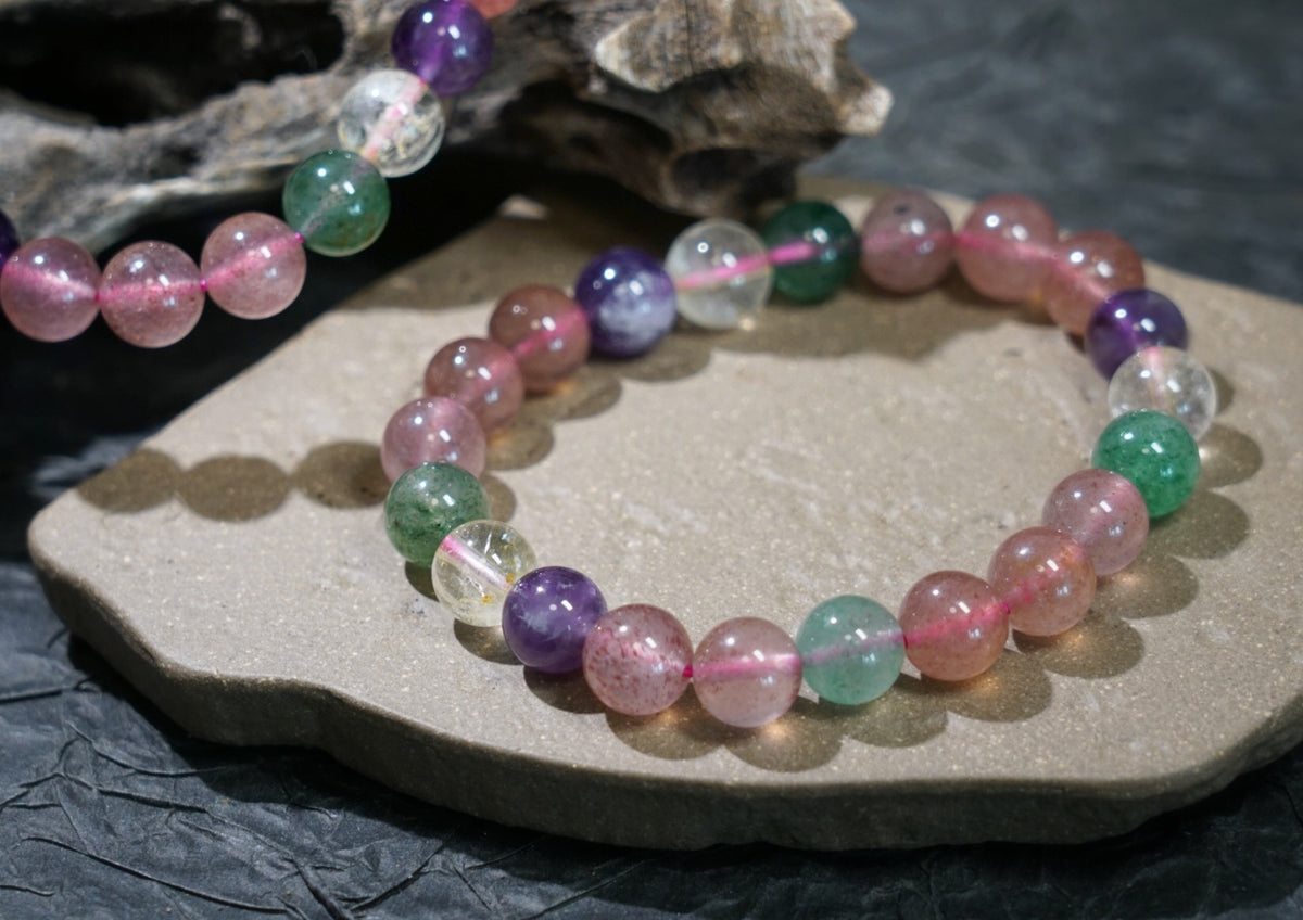 Strawberry Quartz & Amethyst Bracelet – Mixed Crystal Beads product photo 14
