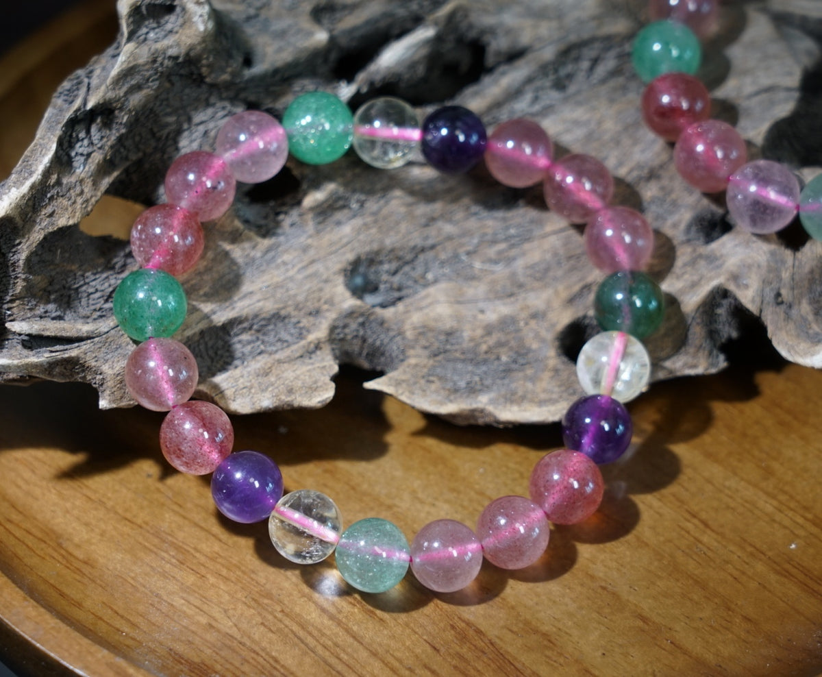 Strawberry Quartz & Amethyst Bracelet – Mixed Crystal Beads product photo 16