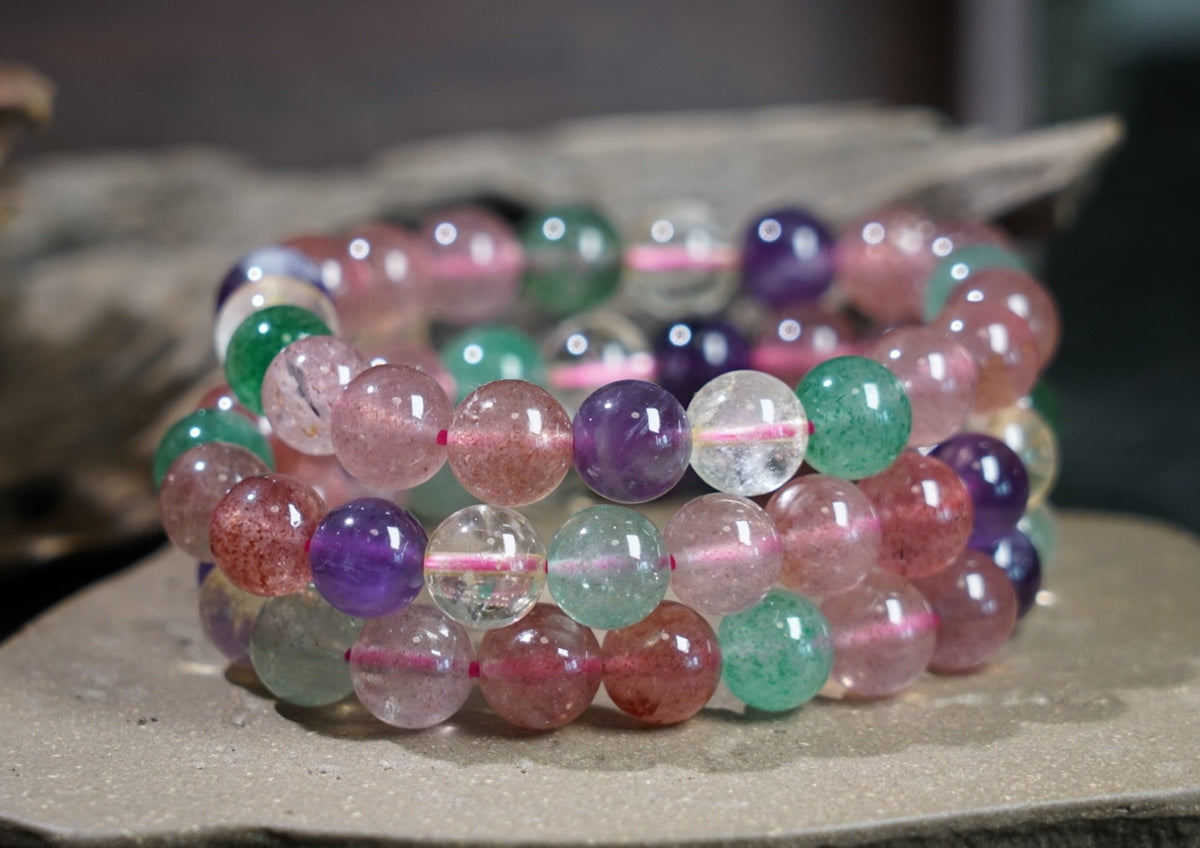 Strawberry Quartz & Amethyst Bracelet – Mixed Crystal Beads product photo 5
